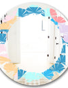 Retro Geometrical Abstract Pattern II - Modern Round or Oval Wall Mirror - Leaves