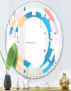 Retro Geometrical Abstract Pattern II - Modern Round or Oval Wall Mirror - Space