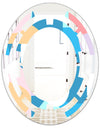 Retro Geometrical Abstract Pattern II - Modern Round or Oval Wall Mirror - Space