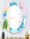 Retro Geometrical Abstract Pattern II - Modern Round or Oval Wall Mirror - Leaves