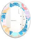 Retro Geometrical Abstract Pattern II - Modern Round or Oval Wall Mirror - Leaves