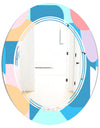 Retro Geometrical Abstract Pattern II - Modern Round or Oval Wall Mirror - Triple C