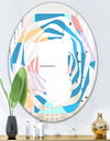 Retro Geometrical Abstract Pattern II - Modern Round or Oval Wall Mirror - Whirl
