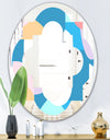 Retro Geometrical Abstract Pattern II - Modern Round or Oval Wall Mirror - Quatrefoil
