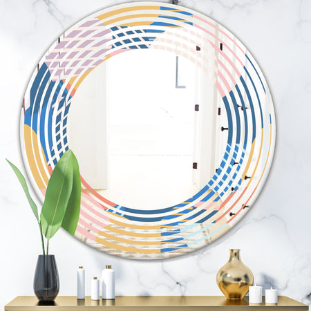 Modern geometric shapes pattern - Modern Round or Oval Wall Mirror - Wave