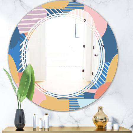 Modern geometric shapes pattern - Modern Round or Oval Wall Mirror - Triple C