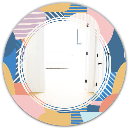 Modern geometric shapes pattern - Modern Round or Oval Wall Mirror - Triple C