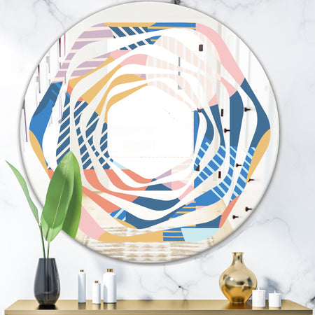 Modern geometric shapes pattern - Modern Round or Oval Wall Mirror - Whirl