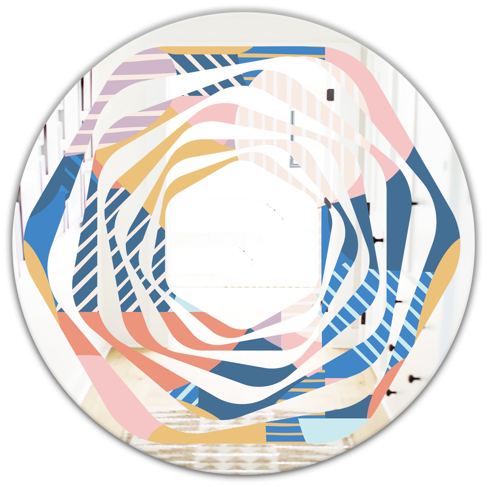 Modern geometric shapes pattern - Modern Round or Oval Wall Mirror - Whirl