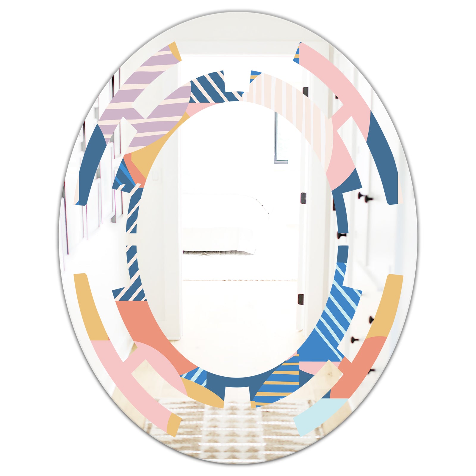 Modern geometric shapes pattern - Modern Round or Oval Wall Mirror - Space