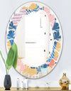 Modern geometric shapes pattern - Modern Round or Oval Wall Mirror - Leaves