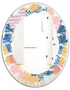 Modern geometric shapes pattern - Modern Round or Oval Wall Mirror - Leaves