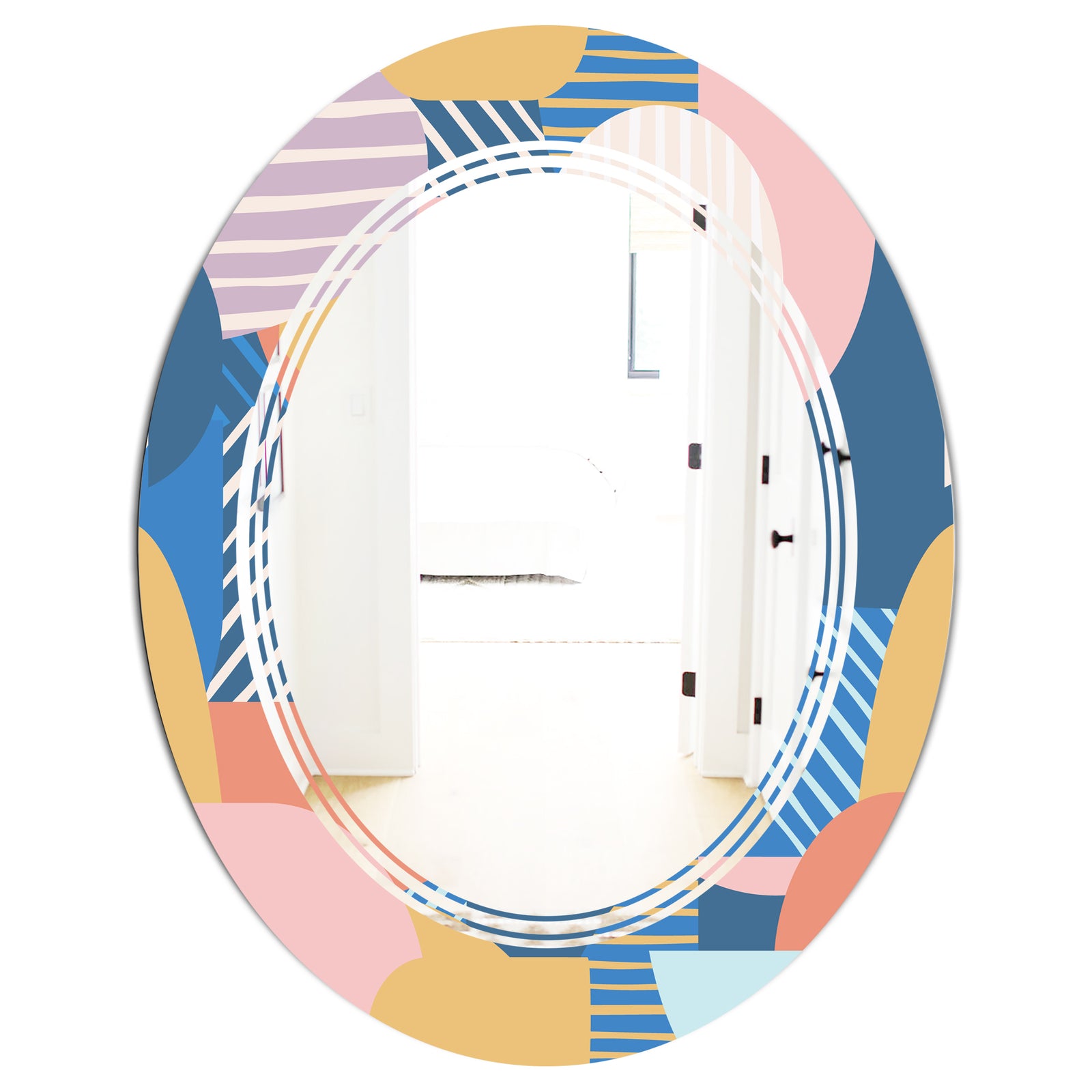 Modern geometric shapes pattern - Modern Round or Oval Wall Mirror - Triple C