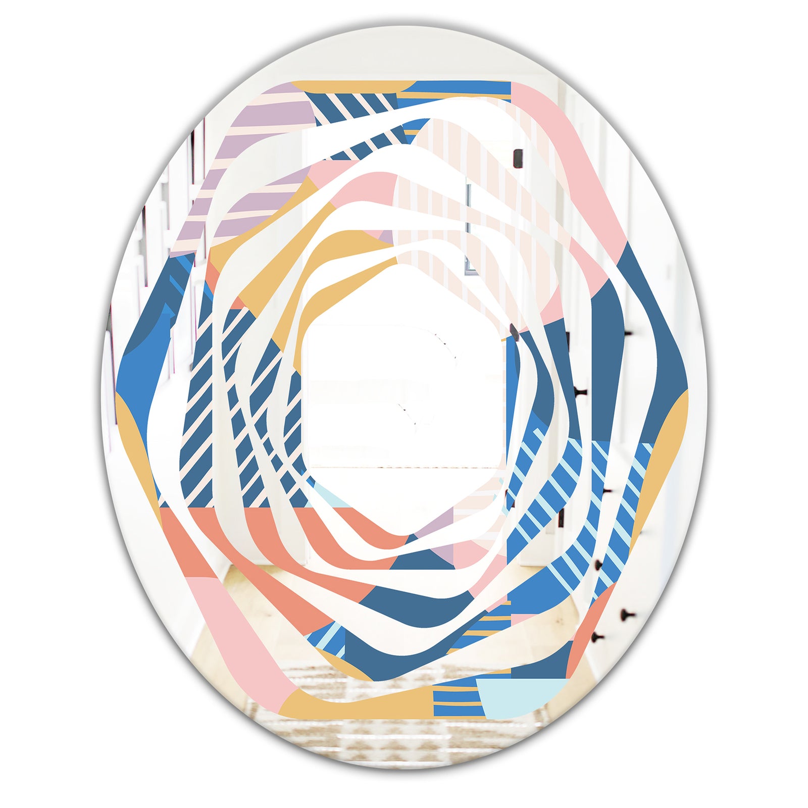 Modern geometric shapes pattern - Modern Round or Oval Wall Mirror - Whirl