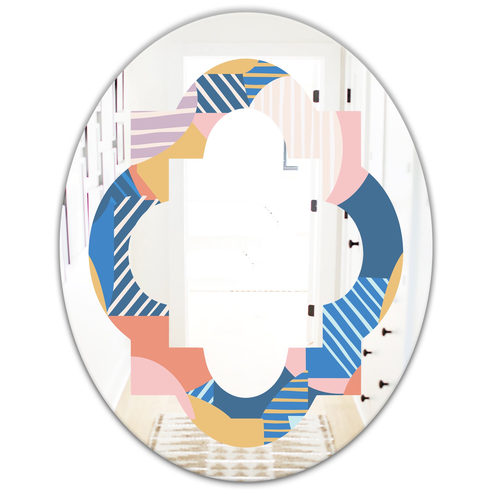 Modern geometric shapes pattern - Modern Round or Oval Wall Mirror - Quatrefoil