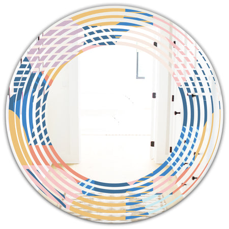 Trendy Contemporary Geometry Shapes Pattern - Modern Round or Oval Wall Mirror - Wave