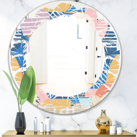 Trendy Contemporary Geometry Shapes Pattern - Modern Round or Oval Wall Mirror - Leaves