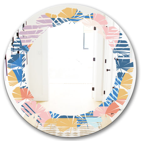 Trendy Contemporary Geometry Shapes Pattern - Modern Round or Oval Wall Mirror - Leaves
