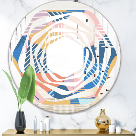 Trendy Contemporary Geometry Shapes Pattern - Modern Round or Oval Wall Mirror - Whirl