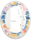 Trendy Contemporary Geometry Shapes Pattern - Modern Round or Oval Wall Mirror - Leaves