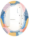 Trendy Contemporary Geometry Shapes Pattern - Modern Round or Oval Wall Mirror - Triple C