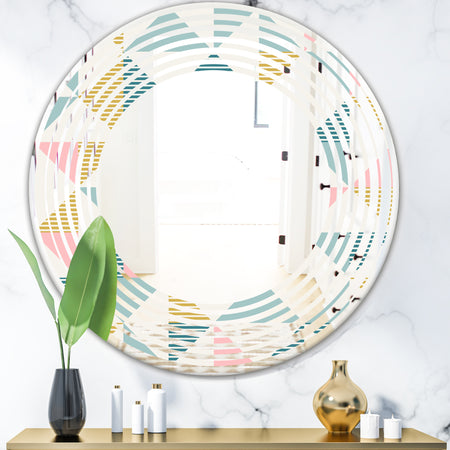 Diamond Retro I - Modern Round or Oval Wall Mirror - Wave