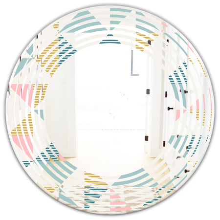 Diamond Retro I - Modern Round or Oval Wall Mirror - Wave
