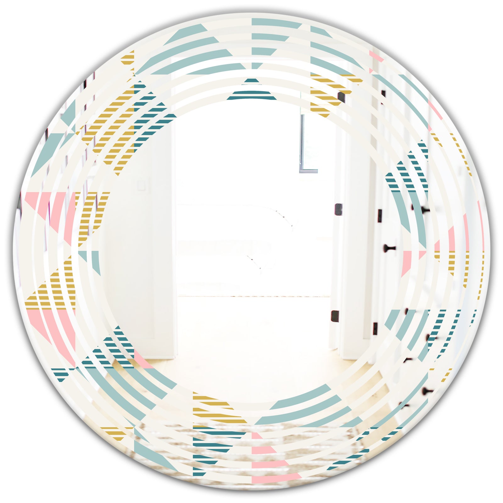 Diamond Retro I - Modern Round or Oval Wall Mirror - Wave