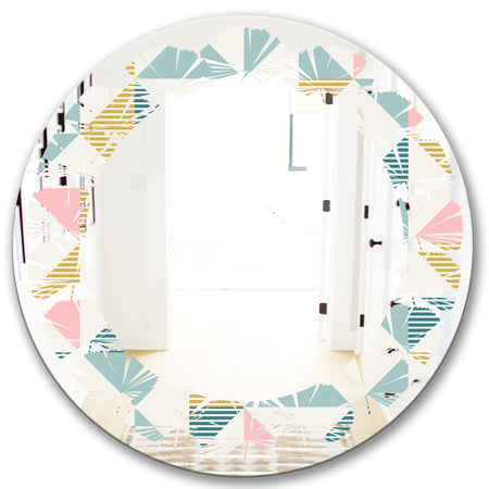 Diamond Retro I - Modern Round or Oval Wall Mirror - Leaves