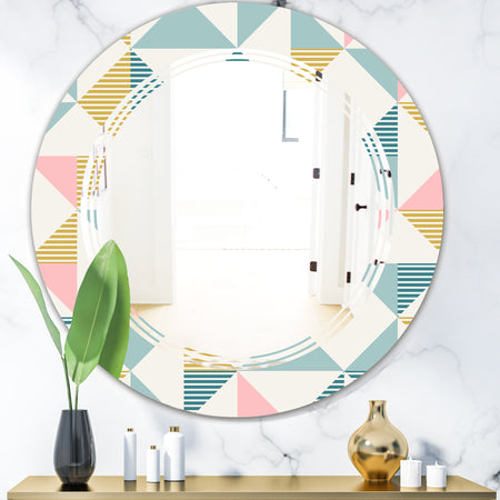 Diamond Retro I - Modern Round or Oval Wall Mirror - Triple C