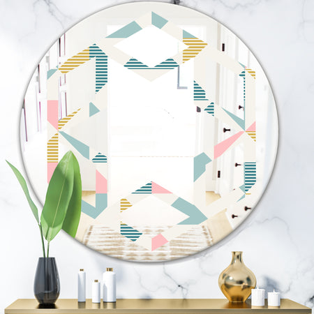 Diamond Retro I - Modern Round or Oval Wall Mirror - Hexagon Star