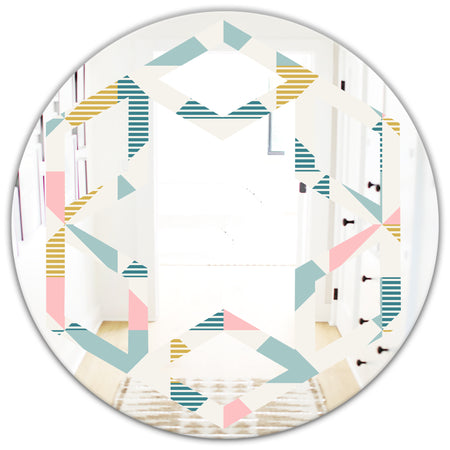 Diamond Retro I - Modern Round or Oval Wall Mirror - Hexagon Star