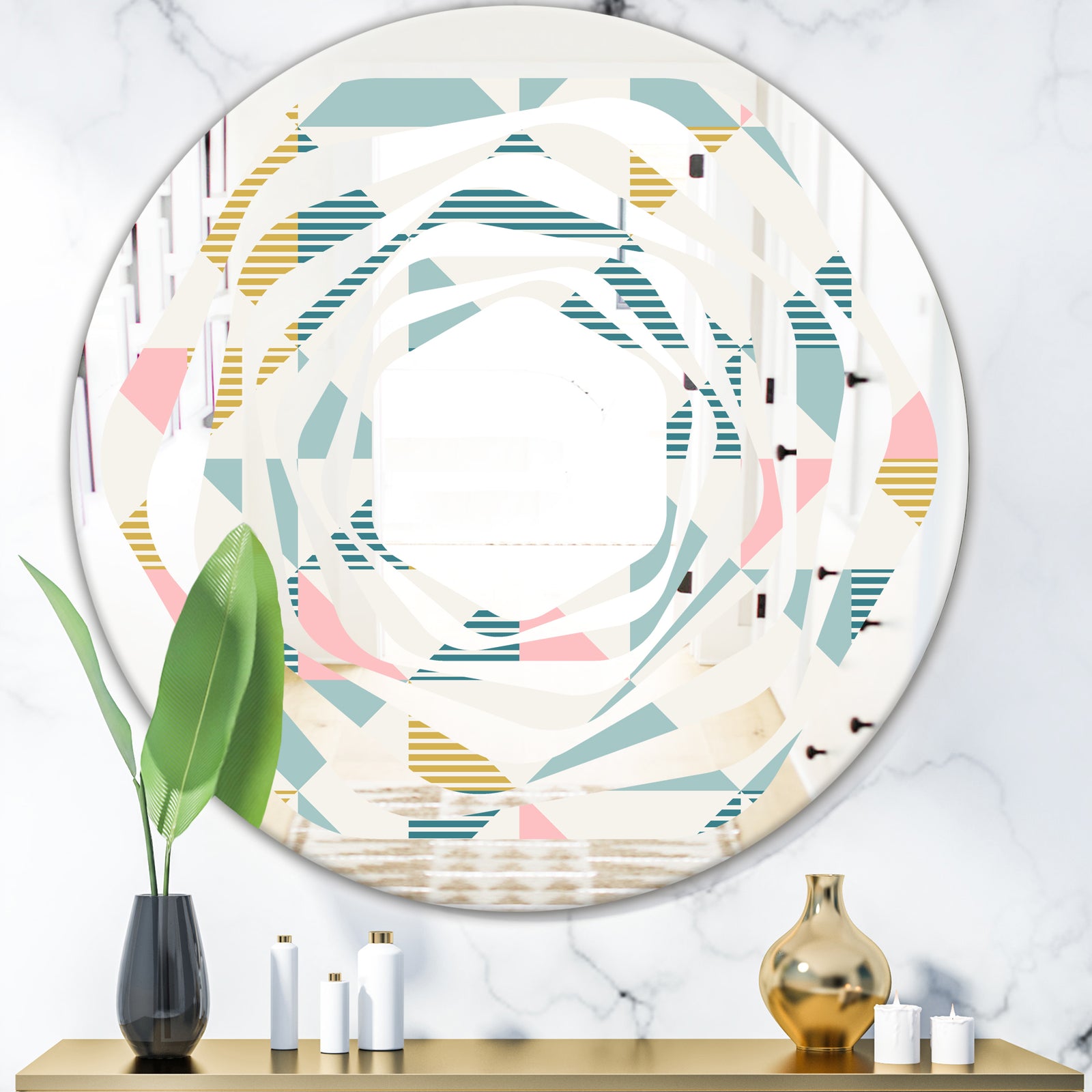 Diamond Retro I - Modern Round or Oval Wall Mirror - Whirl