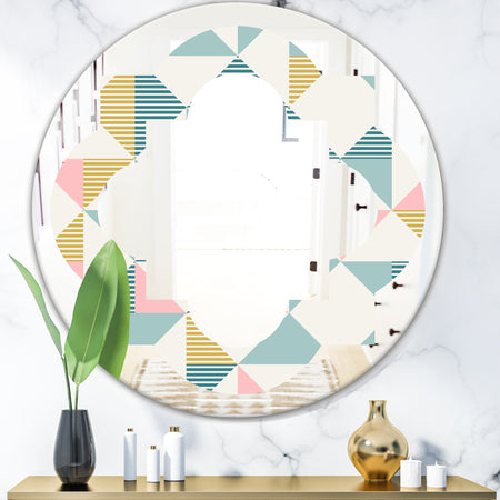 Diamond Retro I - Modern Round or Oval Wall Mirror - Quatrefoil
