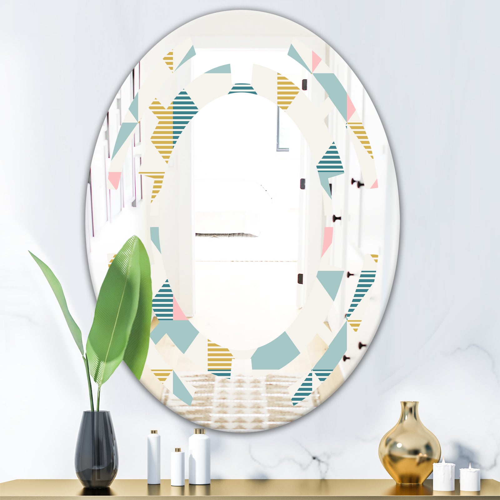 Diamond Retro I - Modern Round or Oval Wall Mirror - Space