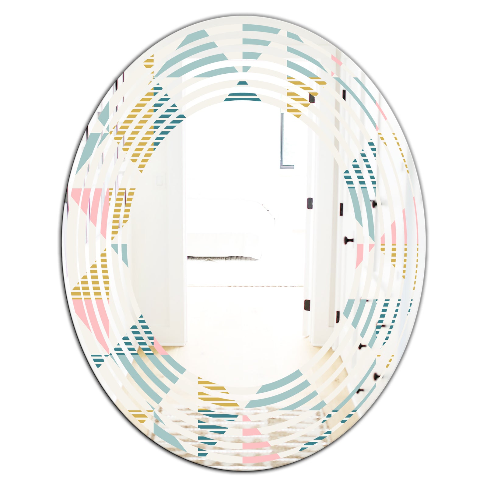 Diamond Retro I - Modern Round or Oval Wall Mirror - Wave