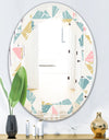 Diamond Retro I - Modern Round or Oval Wall Mirror - Leaves