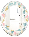 Diamond Retro I - Modern Round or Oval Wall Mirror - Leaves