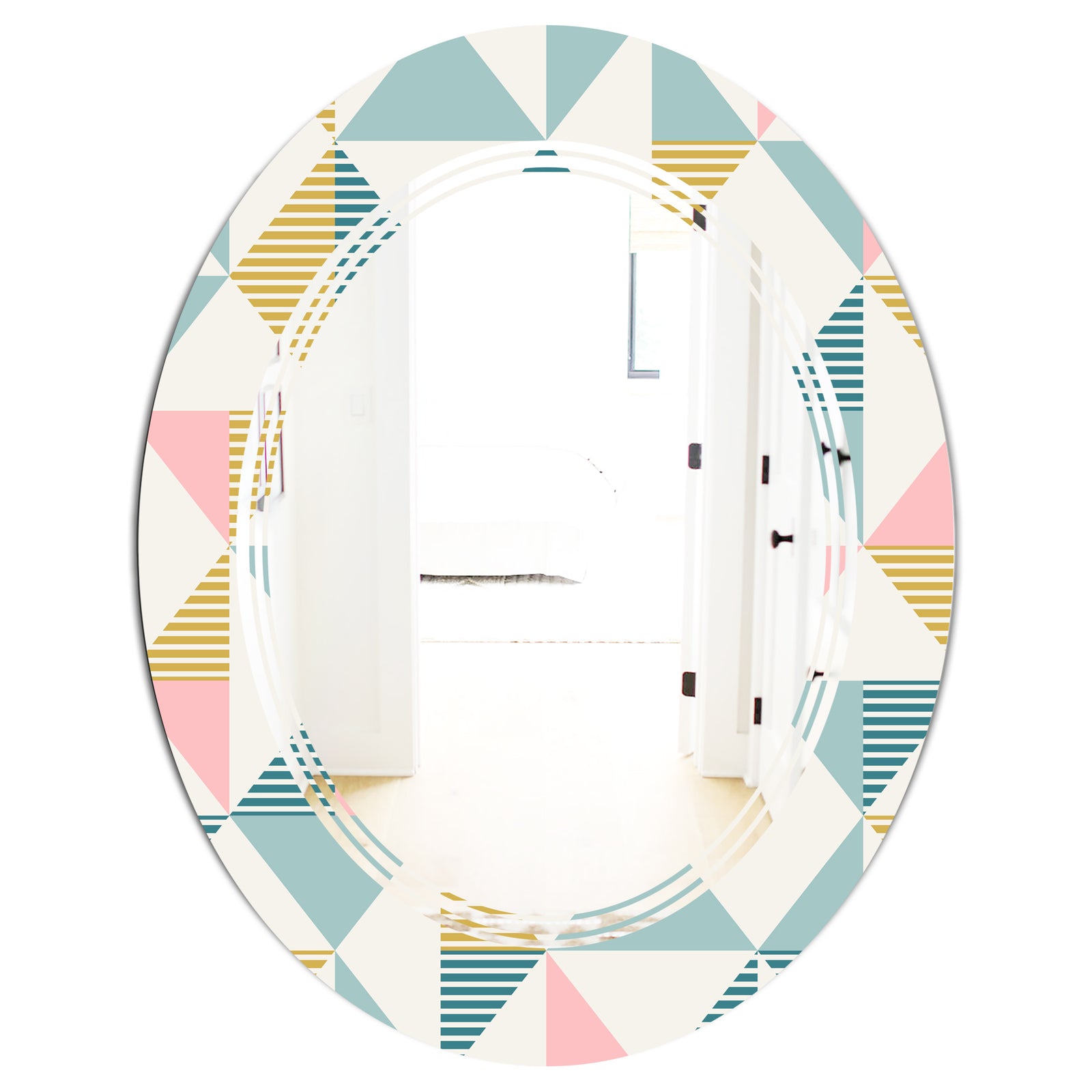 Diamond Retro I - Modern Round or Oval Wall Mirror - Triple C