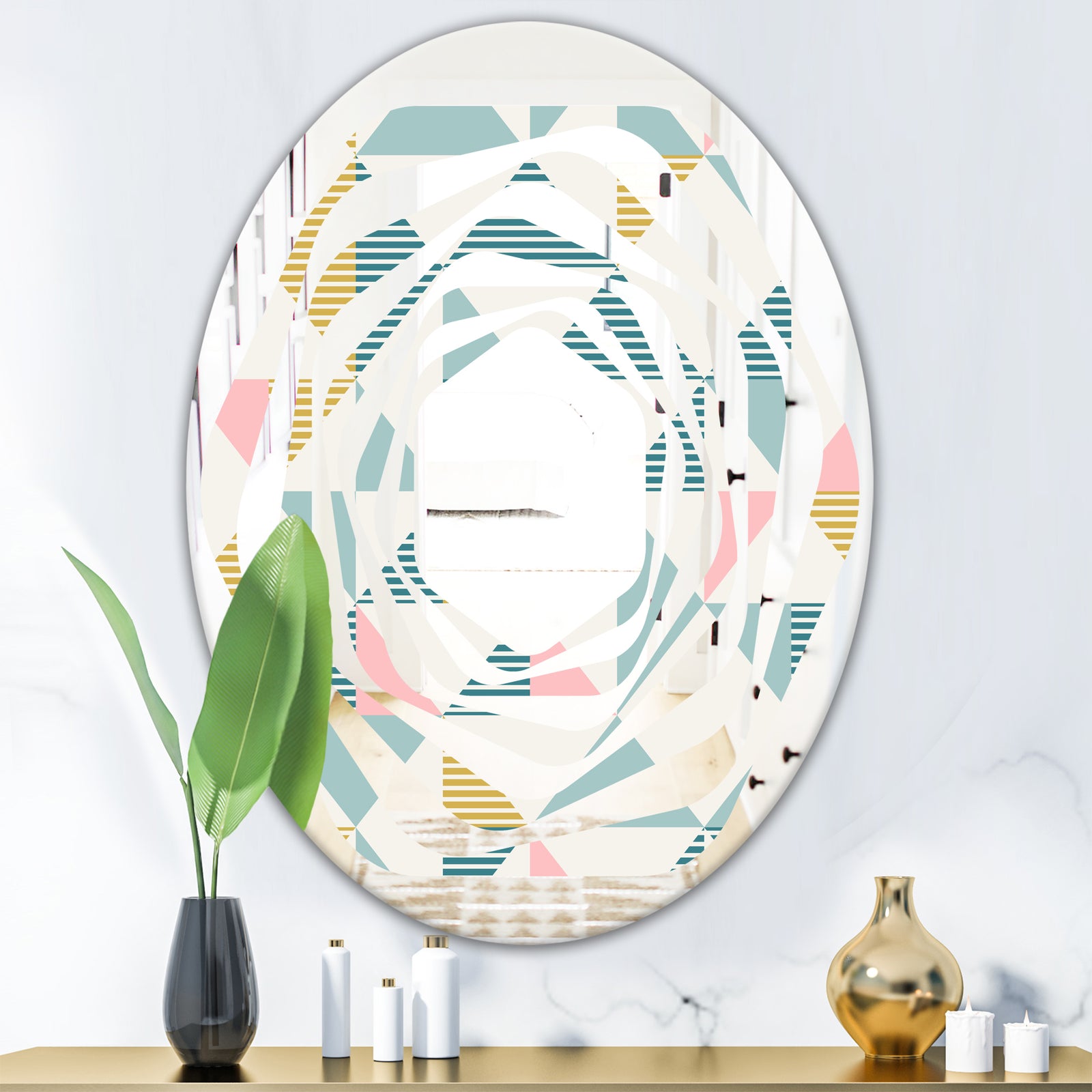 Diamond Retro I - Modern Round or Oval Wall Mirror - Whirl