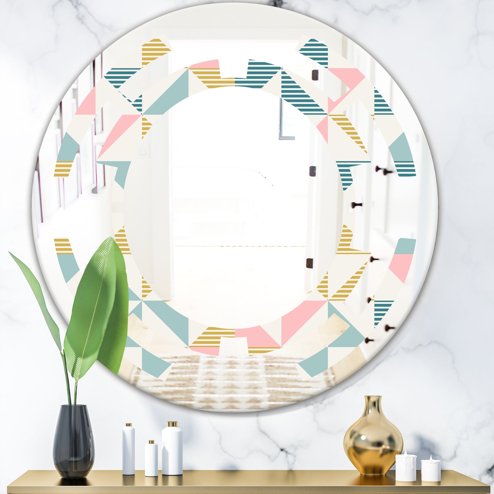 Diamond Retro II - Modern Round or Oval Wall Mirror - Space
