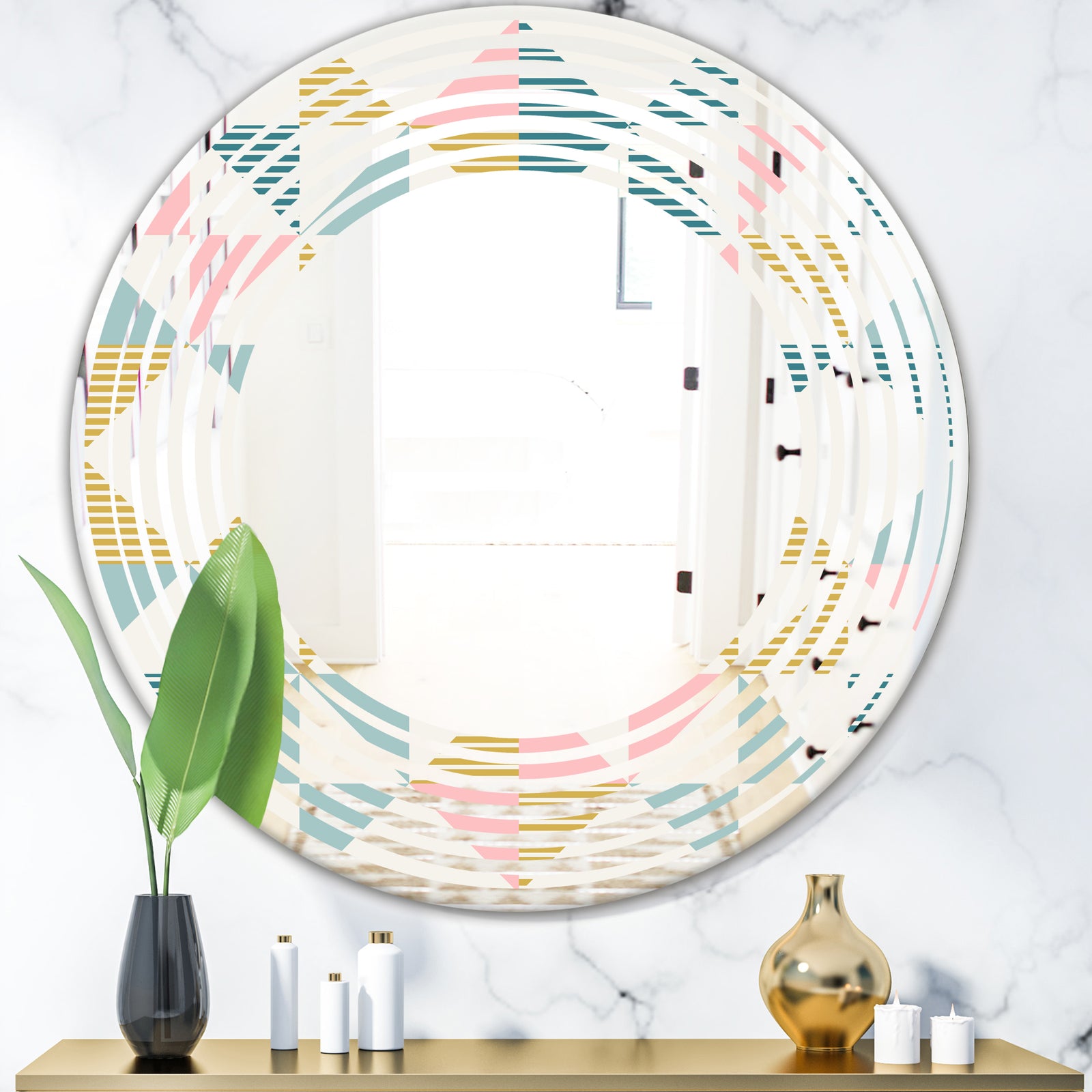 Diamond Retro II - Modern Round or Oval Wall Mirror - Wave