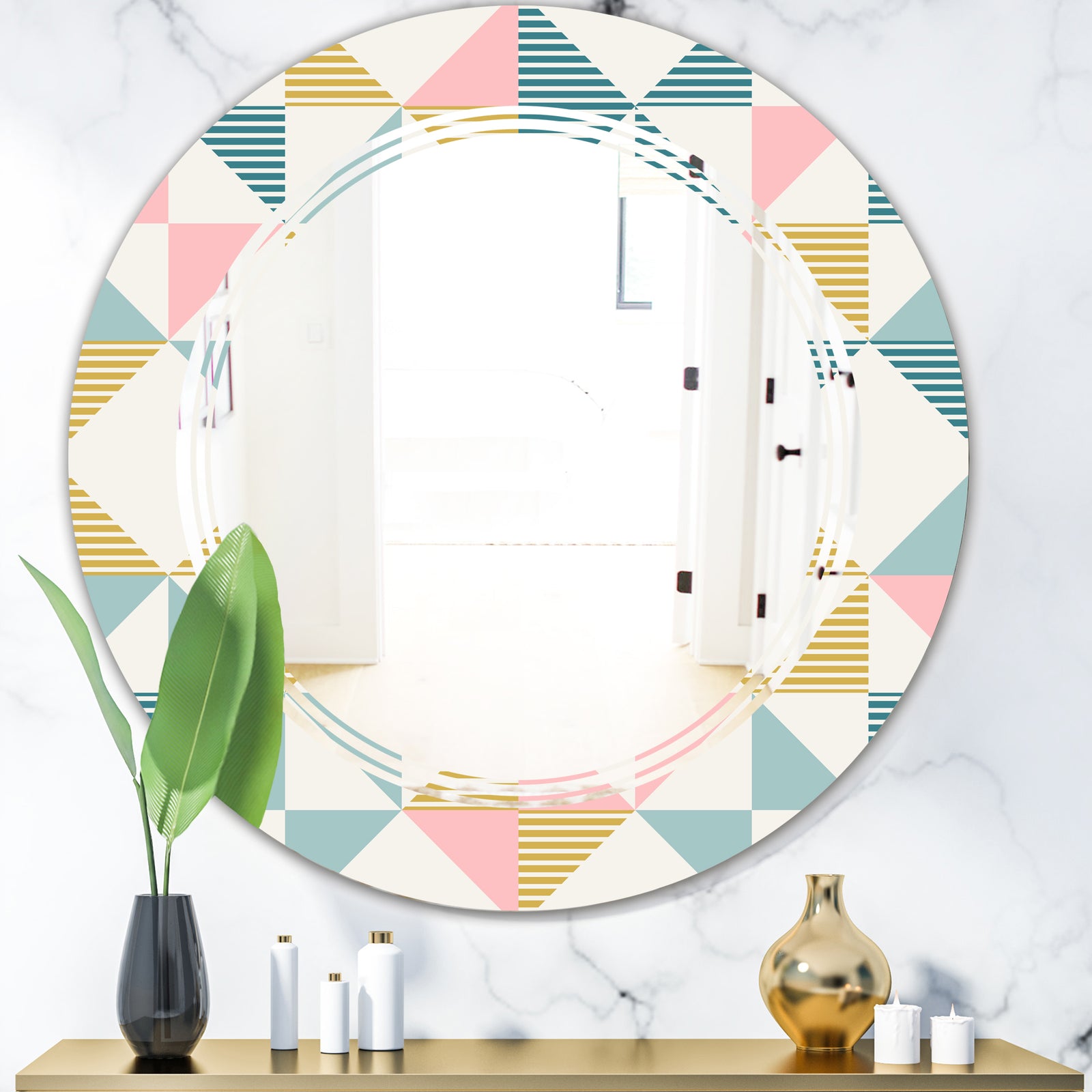 Diamond Retro II - Modern Round or Oval Wall Mirror - Triple C