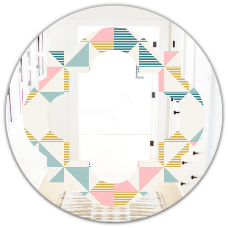 Diamond Retro II - Modern Round or Oval Wall Mirror - Quatrefoil