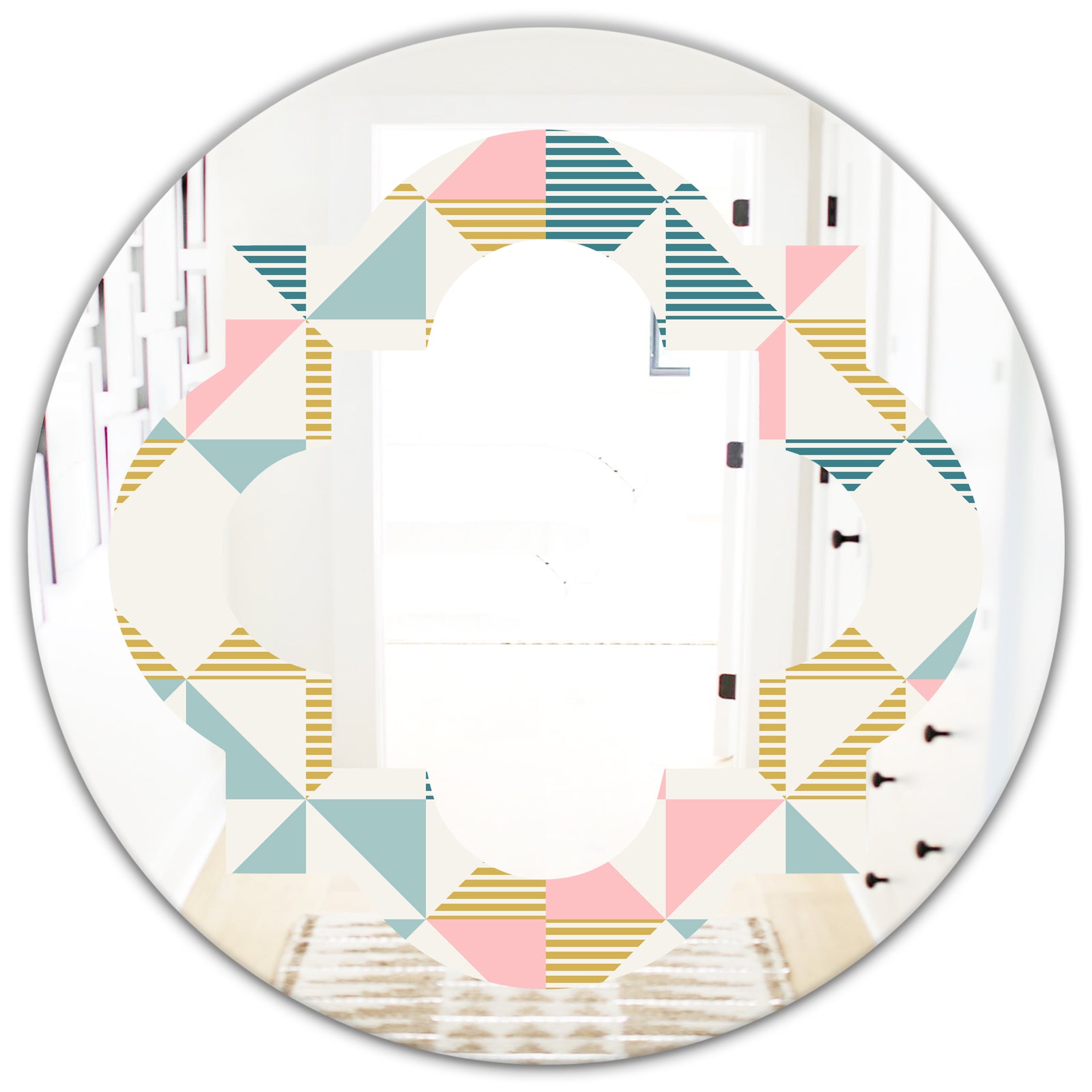 Diamond Retro II - Modern Round or Oval Wall Mirror - Quatrefoil