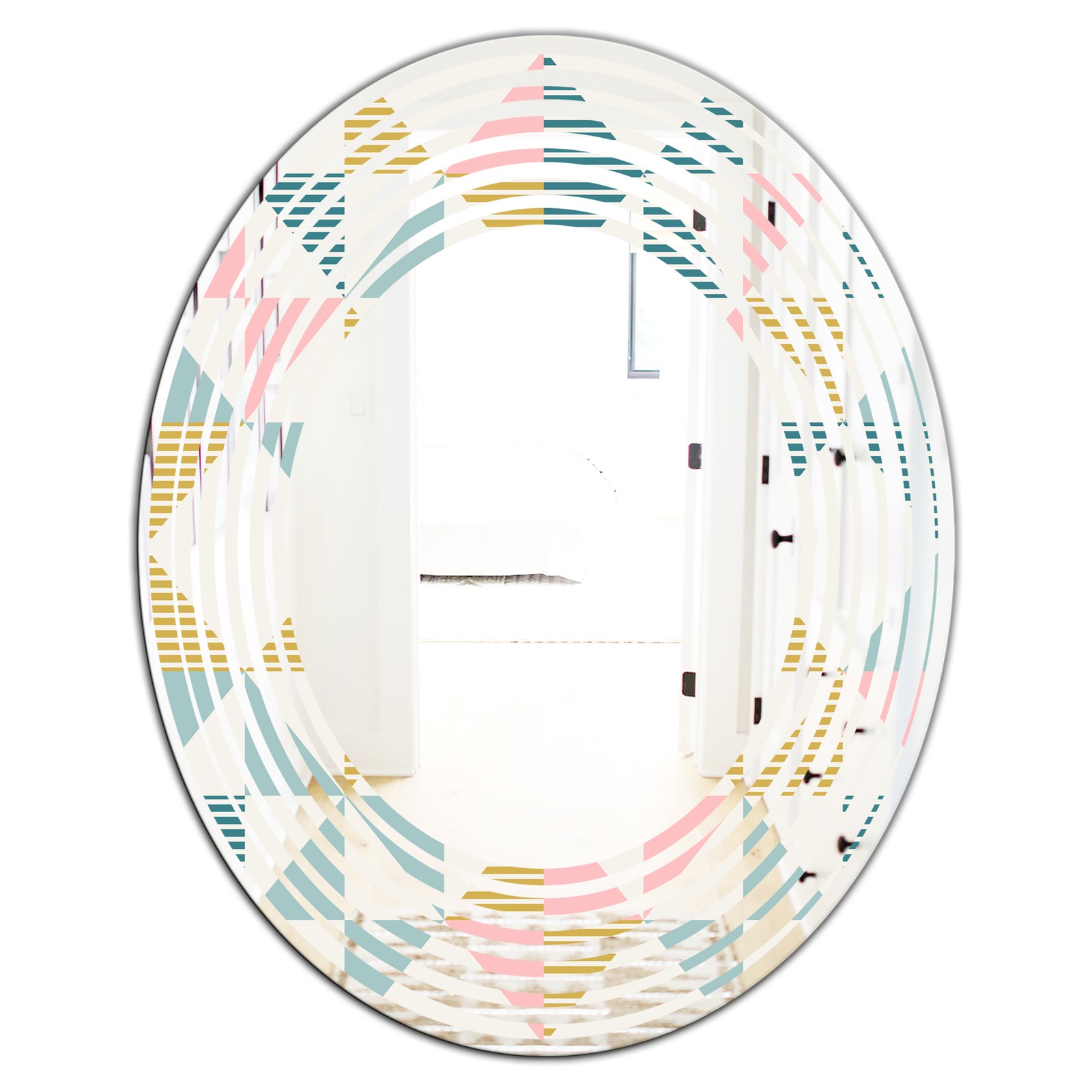 Diamond Retro II - Modern Round or Oval Wall Mirror - Wave