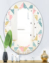 Diamond Retro II - Modern Round or Oval Wall Mirror - Leaves