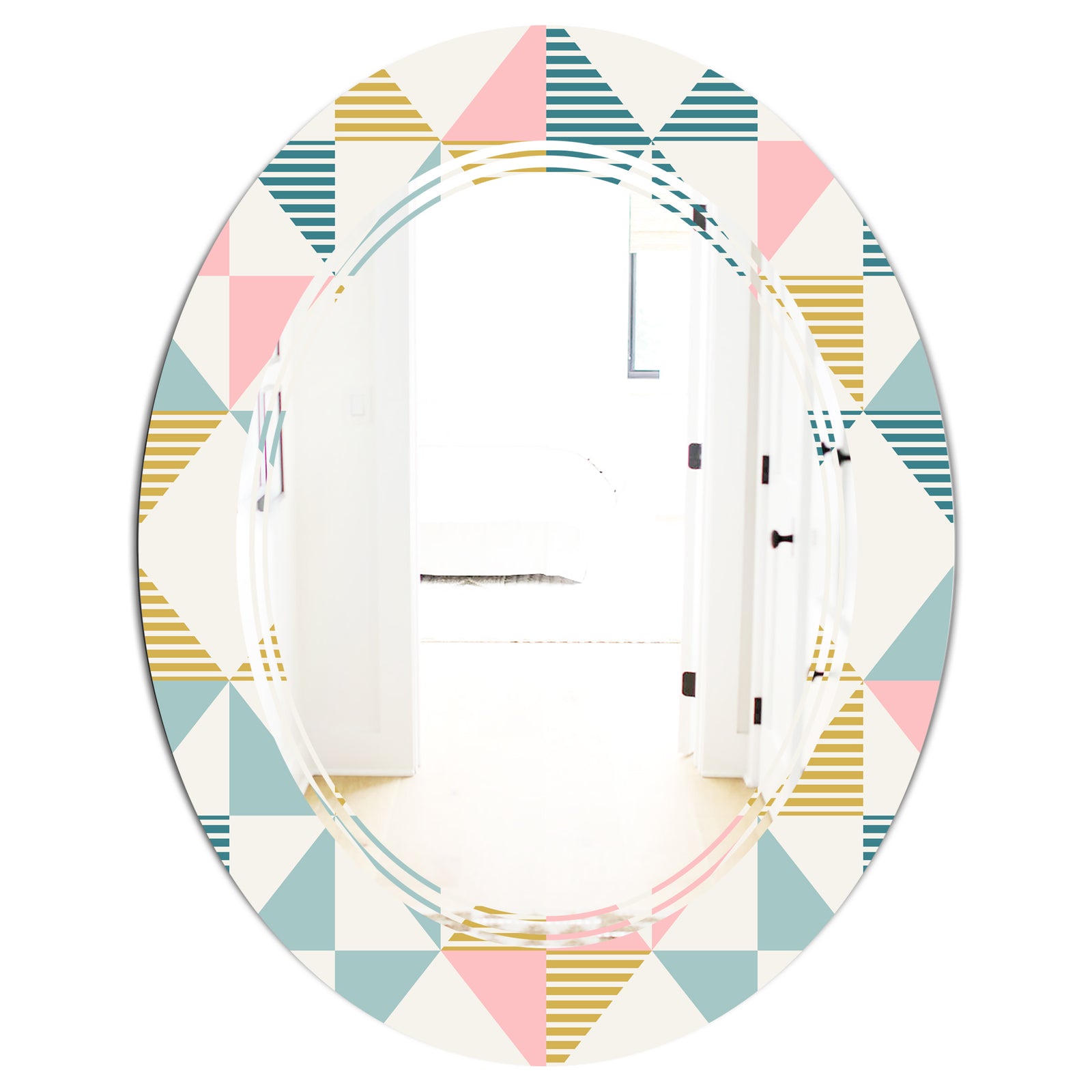 Diamond Retro II - Modern Round or Oval Wall Mirror - Triple C