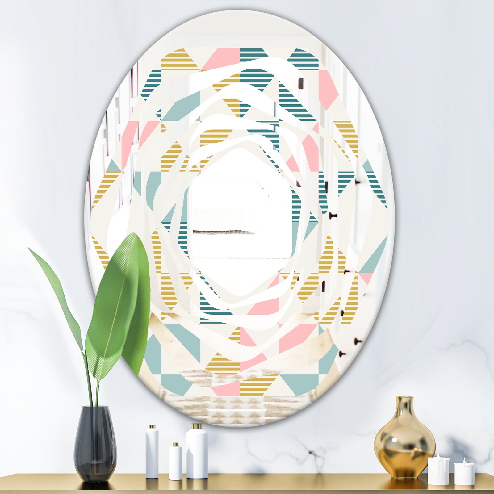 Diamond Retro II - Modern Round or Oval Wall Mirror - Whirl