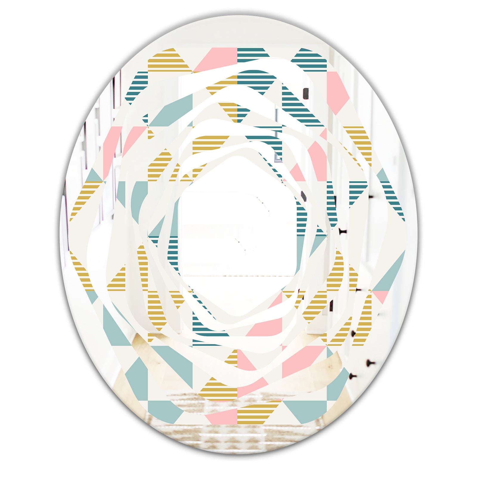 Diamond Retro II - Modern Round or Oval Wall Mirror - Whirl